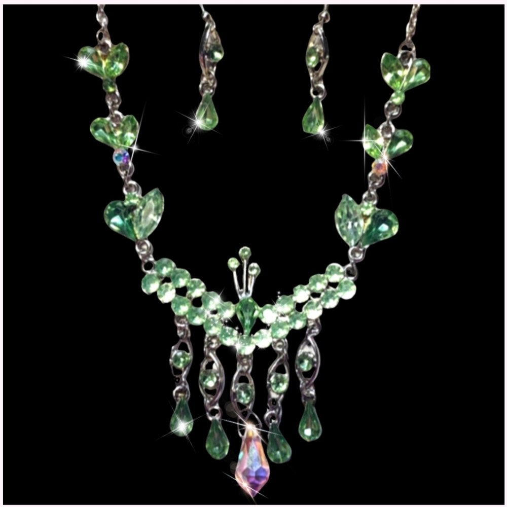Peridot Crystal Necklace Set Of 2